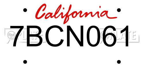 7BCN061 California License Plate