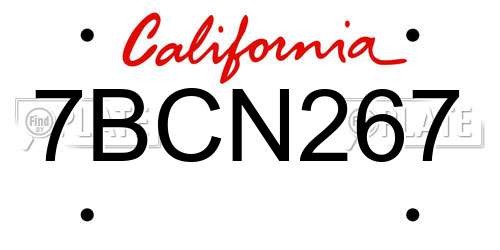 7BCN267 California License Plate