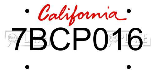 7BCP016 California License Plate