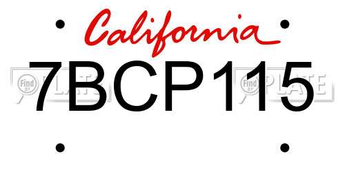 7BCP115 California License Plate