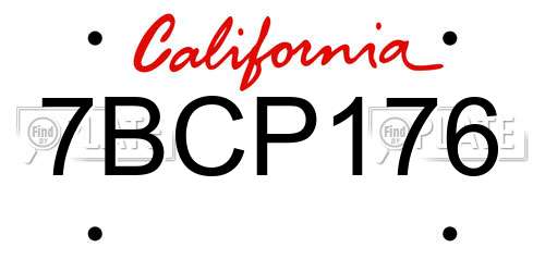 7BCP176 California License Plate