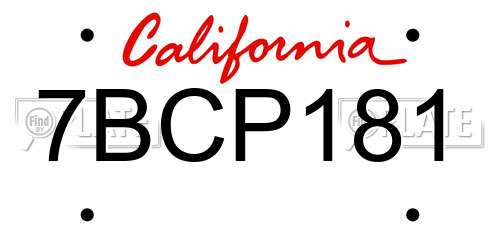 7BCP181 California License Plate