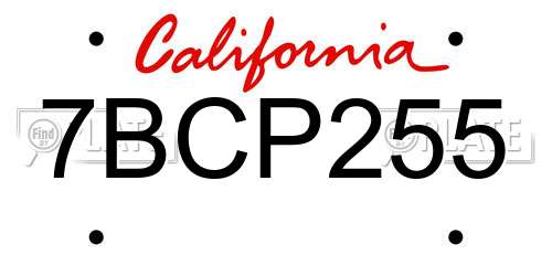7BCP255 California License Plate