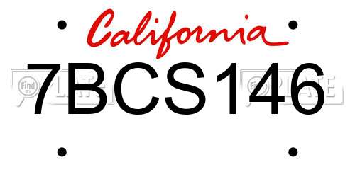 7BCS146 California License Plate