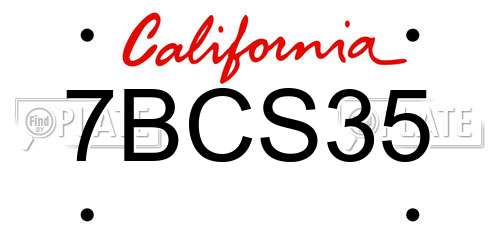 7BCS35 California License Plate