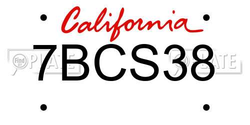7BCS38 California License Plate