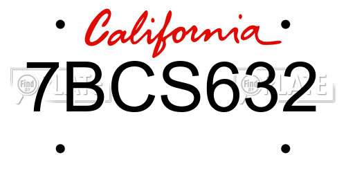 7BCS632 California License Plate