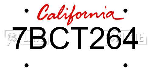 7BCT264 California License Plate
