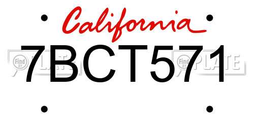 7BCT571 California License Plate