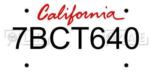 7BCT640 California License Plate