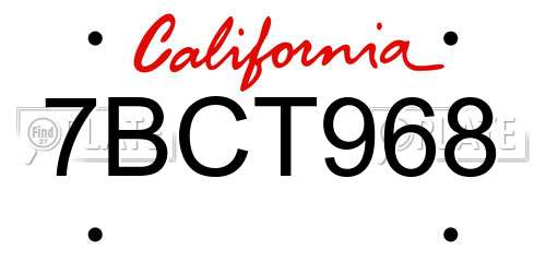 7BCT968 California License Plate