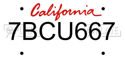 7BCU667 California License Plate
