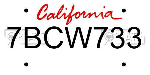 7BCW733 California License Plate