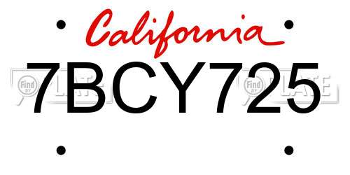 7BCY725 California License Plate