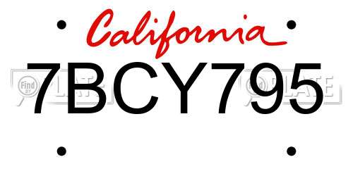 7BCY795 California License Plate