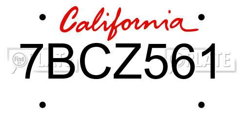 7BCZ561 California License Plate