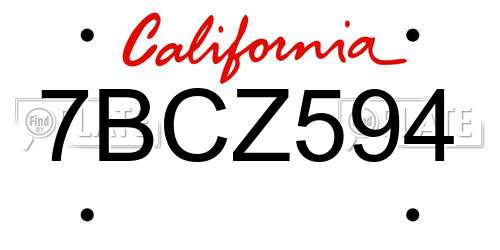 7BCZ594 California License Plate