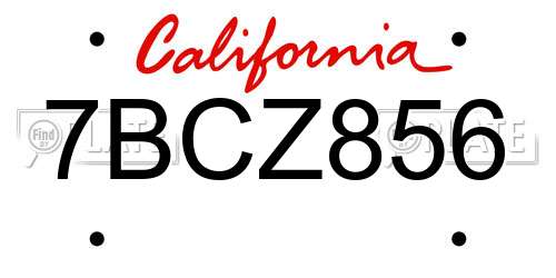7BCZ856 California License Plate
