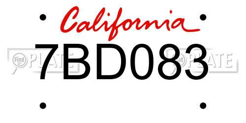 7BD083 California License Plate