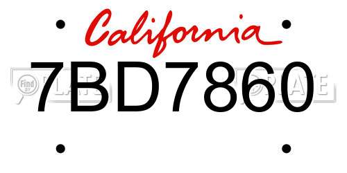 7BD7860 California License Plate
