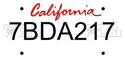 7BDA217 California License Plate