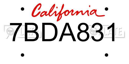 7BDA831 California License Plate