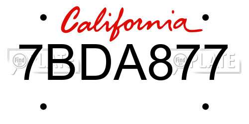 7BDA877 California License Plate