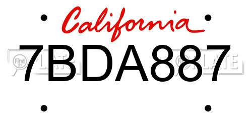 7BDA887 California License Plate
