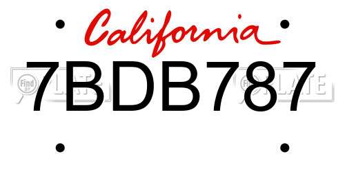 7BDB787 California License Plate