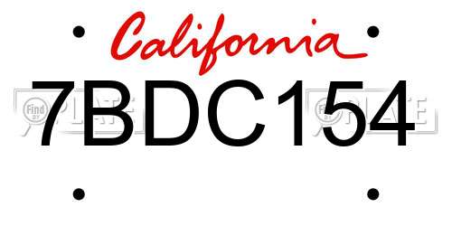 7BDC154 California License Plate