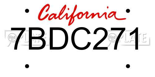 7BDC271 California License Plate