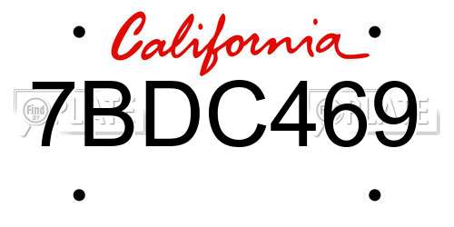 7BDC469 California License Plate