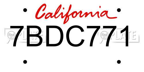 7BDC771 California License Plate