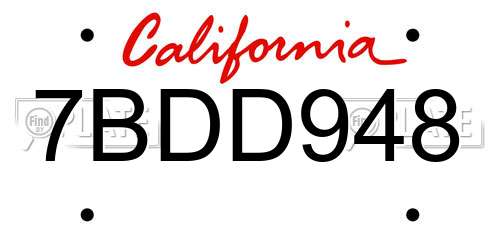 7BDD948 California License Plate