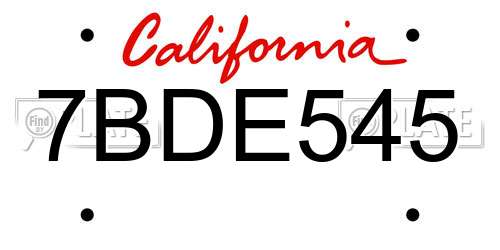 7BDE545 California License Plate
