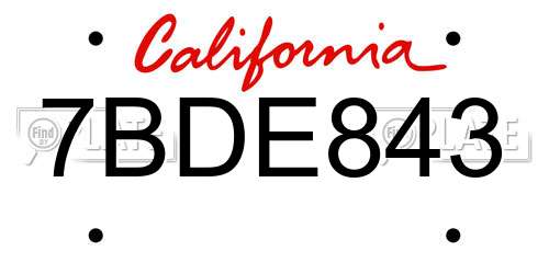 7BDE843 California License Plate