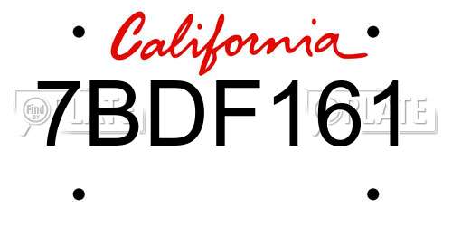 7BDF161 California License Plate