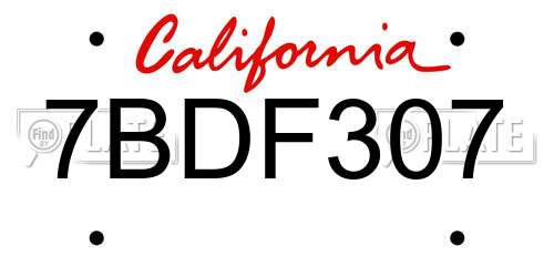 7BDF307 California License Plate