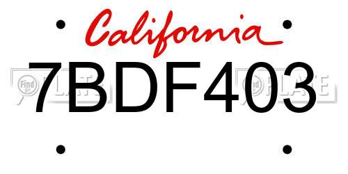 7BDF403 California License Plate