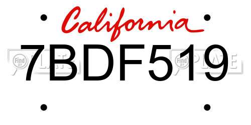 7BDF519 California License Plate