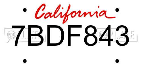 7BDF843 California License Plate