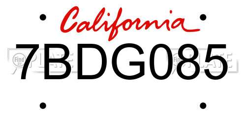 7BDG085 California License Plate