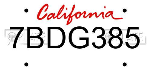 7BDG385 California License Plate