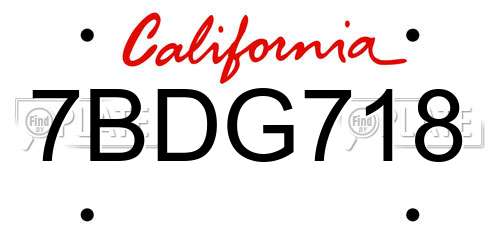 7BDG718 California License Plate