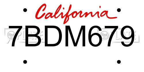 7BDM679 California License Plate