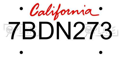 7BDN273 California License Plate