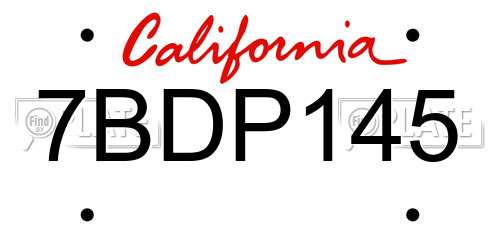 7BDP145 California License Plate