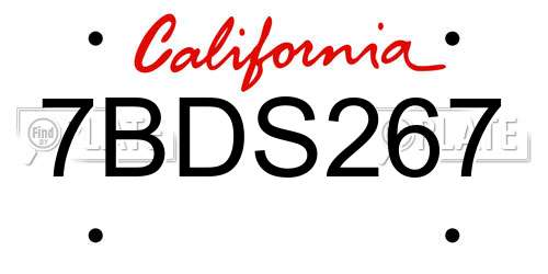 7BDS267 California License Plate