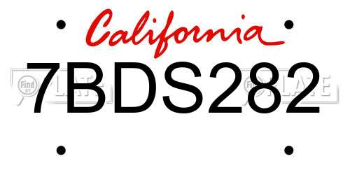 7BDS282 California License Plate