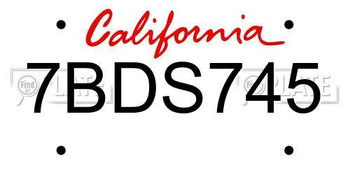 7BDS745 California License Plate